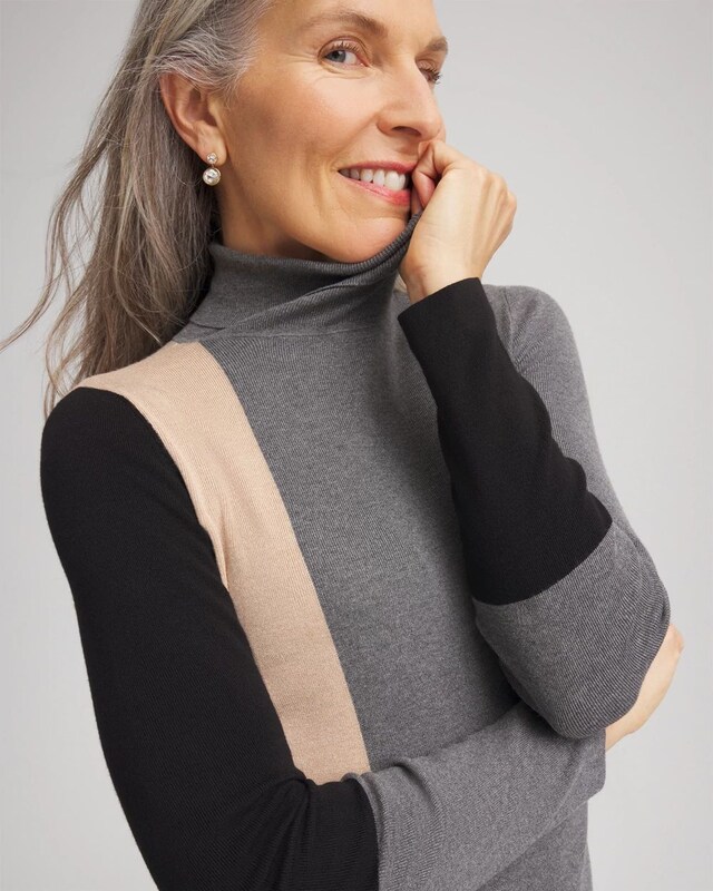 Ella Colorblock Intarsia Turtleneck Sweater - image 4